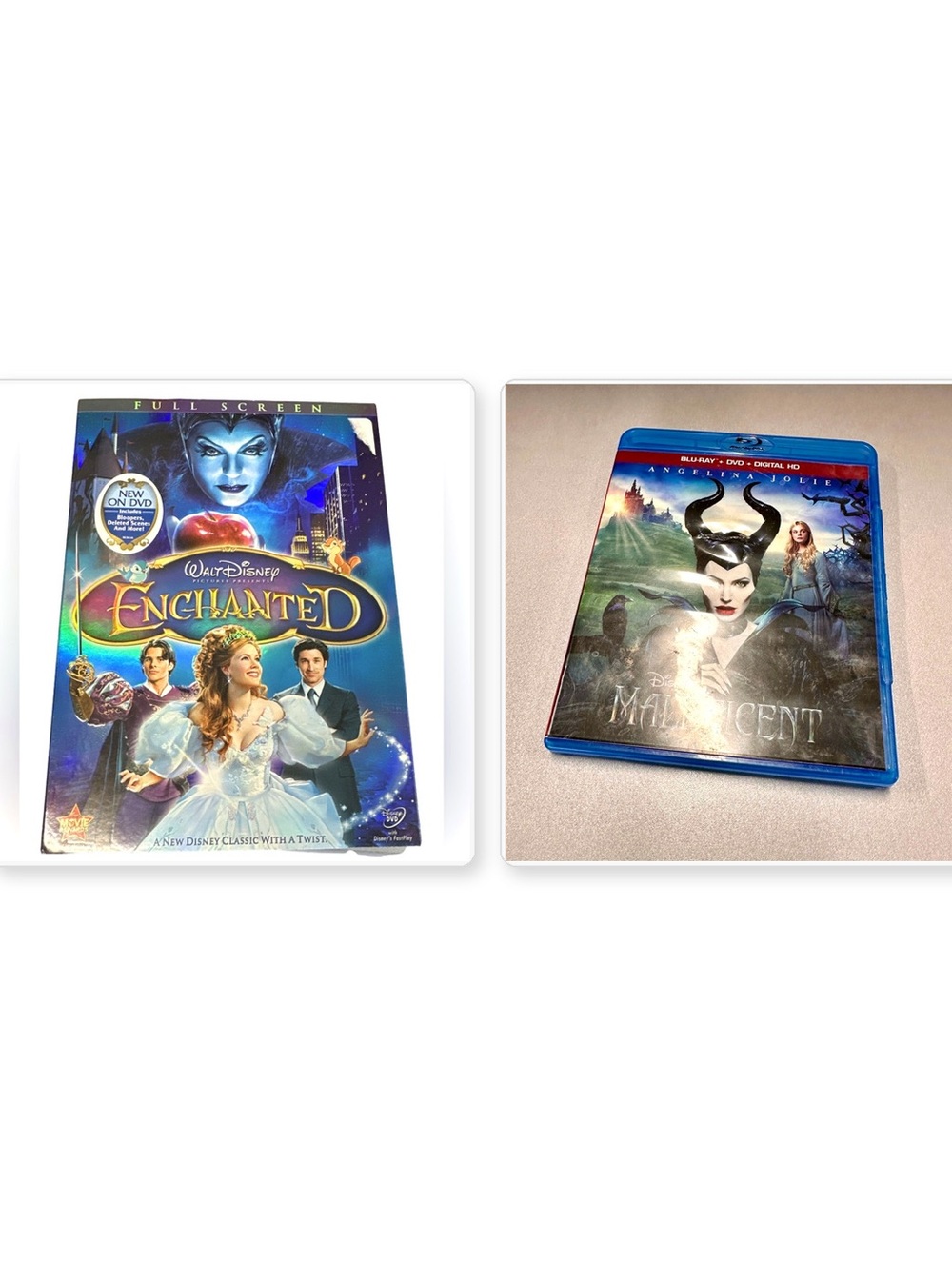 Disney Fantasy 2-Movie Bundle Enchanted DVD Maleficent Blu-ray